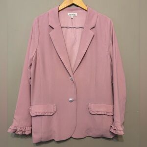 FAITH AND JOY Blazer with Ruffle Details and Pearl Buttons